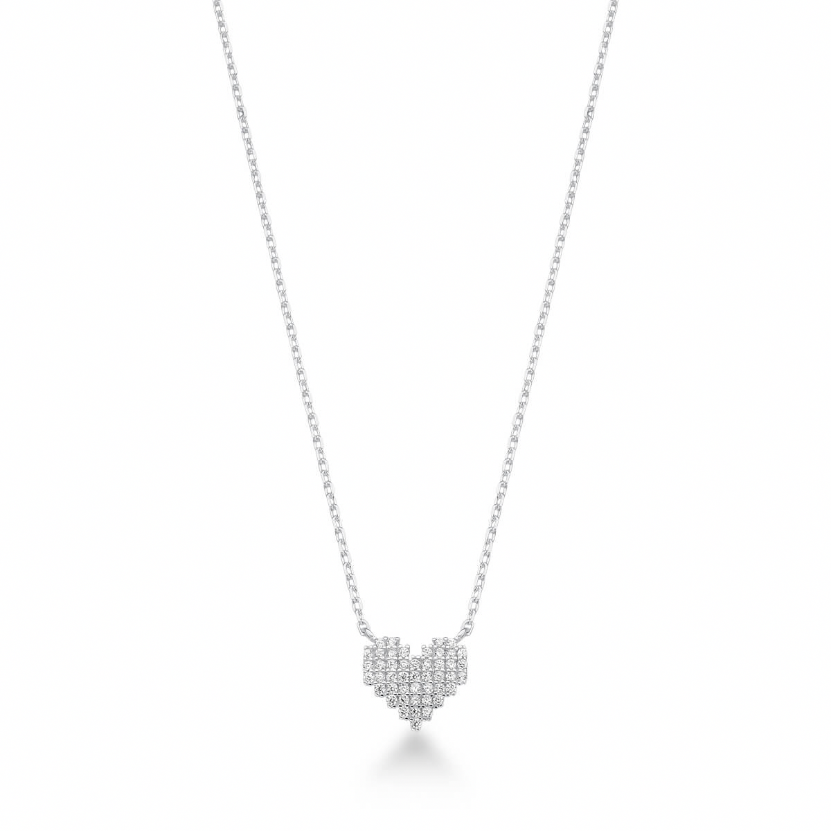 Women’s Crystal-Set Heart Sterling Silver Necklace