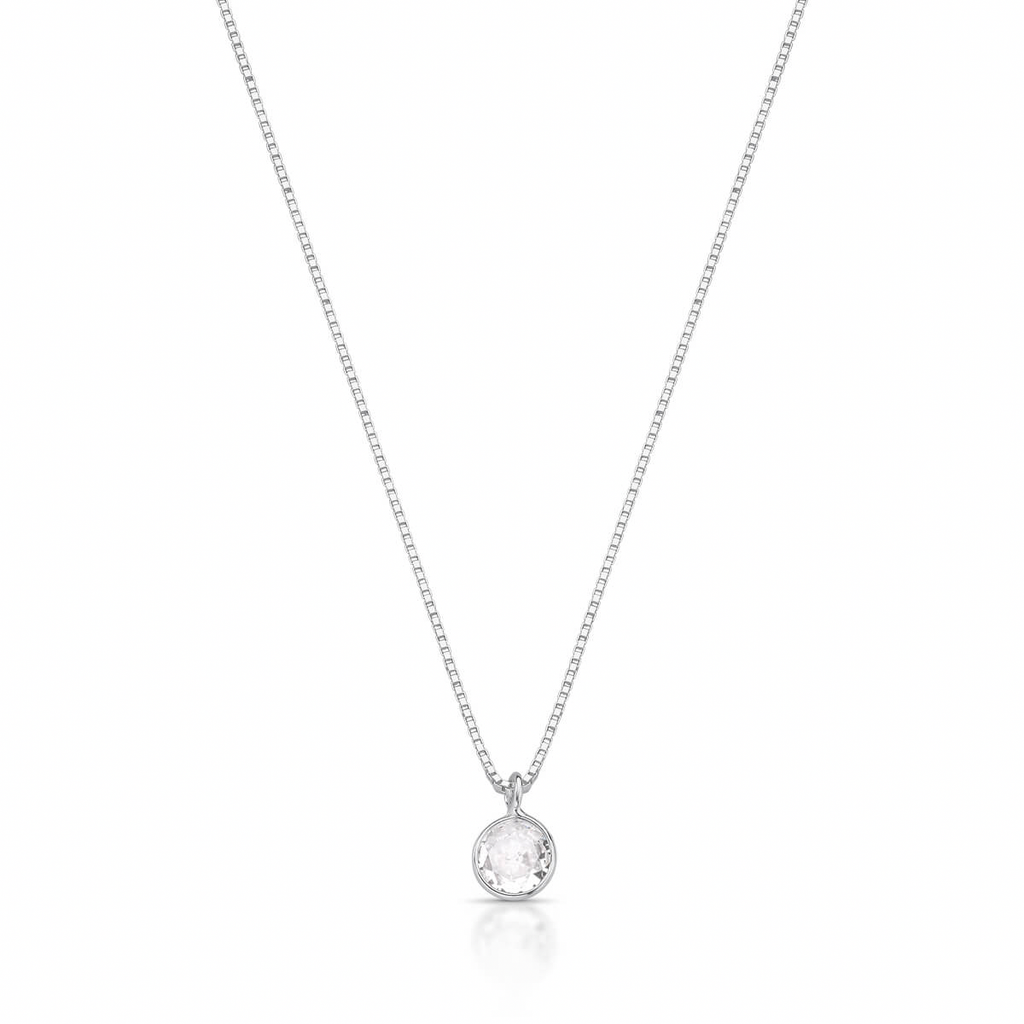 Women’s Solitaire CZ Sterling Silver Necklace
